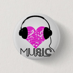 Macaron Rond 2,50 Cm I bouton rond de musique de coeur