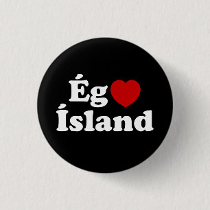 Macaron Rond 2,50 Cm I Heart (Love) Islande [Ég Elska Ísland] Islandais