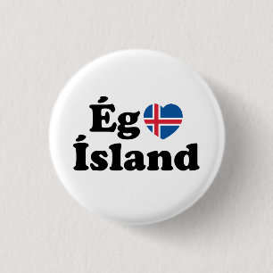 Macaron Rond 2,50 Cm I Heart (Love) Islande [Ég Elska Ísland] Islandais