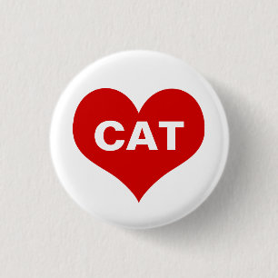 Macaron Rond 2,50 Cm I Heart (Love) My Cat Button