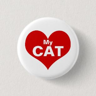 Macaron Rond 2,50 Cm I Heart (Love) My Cat Button