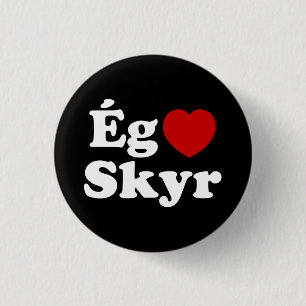 Macaron Rond 2,50 Cm I Heart (Love) Skyr [Ég Elska Skyr] Islandais