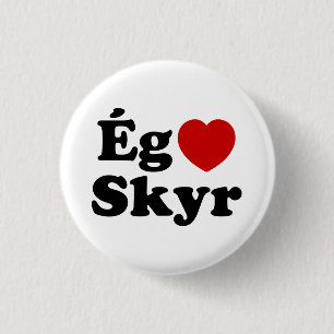 Macaron Rond 2,50 Cm I Heart (Love) Skyr [Ég Elska Skyr] Islandais