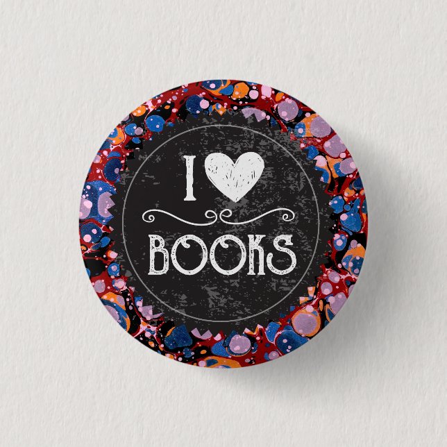 Macaron Rond 2,50 Cm "I Love Books" (Devant)