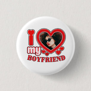 Macaron Rond 2,50 Cm I Love Boyfriend Girlfriend Bubbly Heart Photo