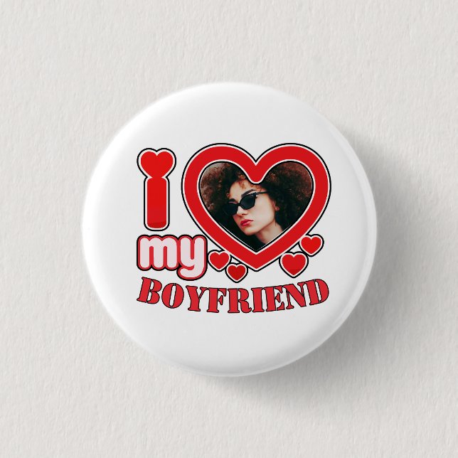 Macaron Rond 2,50 Cm I Love Boyfriend Girlfriend Bubbly Heart Photo (Devant)