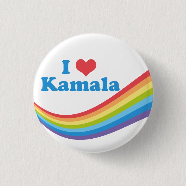 Macaron Rond 2,50 Cm I Love Kamala Rainbow (Devant)