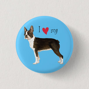 Macaron Rond 2,50 Cm I Love my Boston Terrier