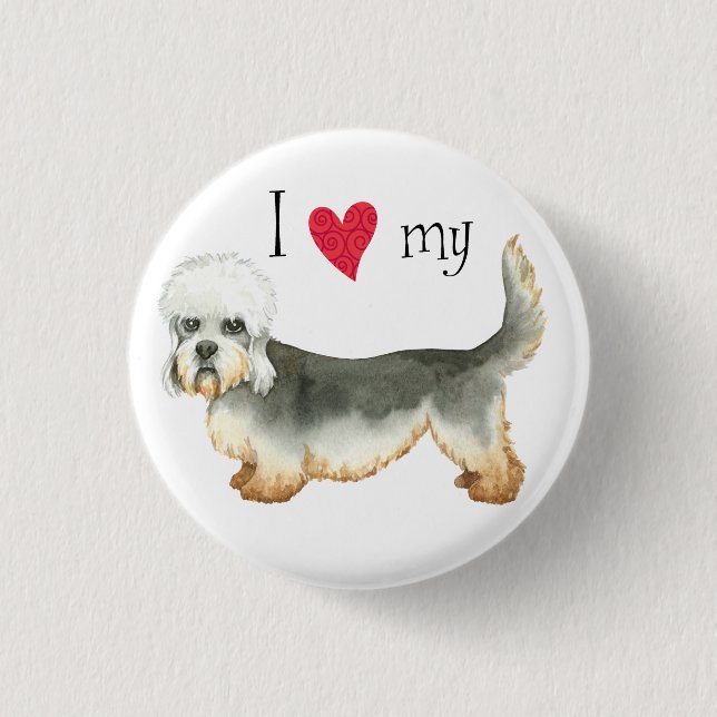 Macaron Rond 2,50 Cm I Love my Dandie Dinmont Terrier (Devant)