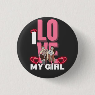 Macaron Rond 2,50 Cm I Love My Girlfriend Custom black i luv 1 bouton