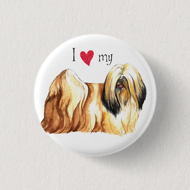 Macaron Rond 2,50 Cm I Love my Lhasa Apso (Devant)