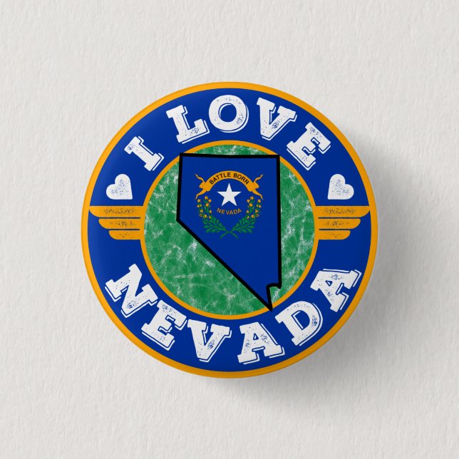 Macaron Rond 2,50 Cm I Love Nevada State Map and Flag (Devant)