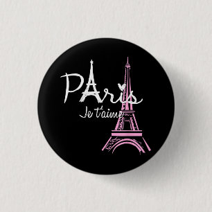 Macaron Rond 2,50 Cm I Love Paris Tour Eiffel France Souvenir français