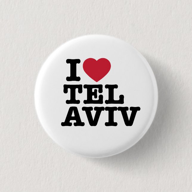 Macaron Rond 2,50 Cm I Love Tel Aviv Button (Devant)