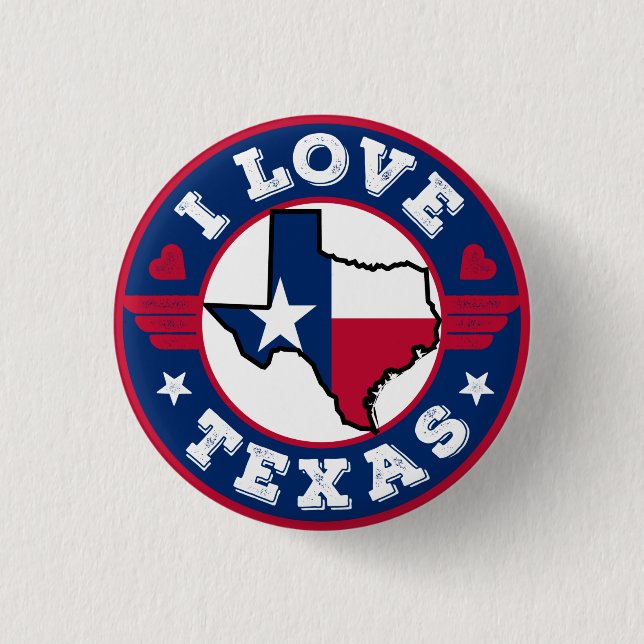 Macaron Rond 2,50 Cm I Love Texas State Map and Flag (Devant)