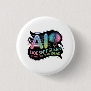 Macaron Rond 2,50 Cm Idées d'intelligence artificielle Neon Graphic