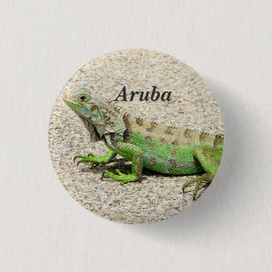 Macaron Rond 2,50 Cm Iguane vert d'Aruba
