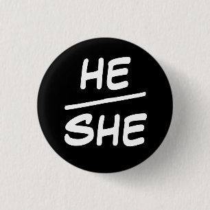 Macaron Rond 2,50 Cm Il/Elle Pronoun Insigne noir et blanc