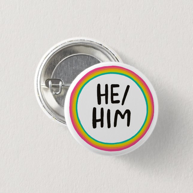 Macaron Rond 2,50 Cm Il/HIM Pronounounounounounounours arc-en-ciel cerc (Devant & derrière)