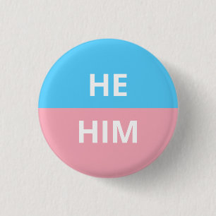 Macaron Rond 2,50 Cm Il/Lui Prononce un insigne transgenre