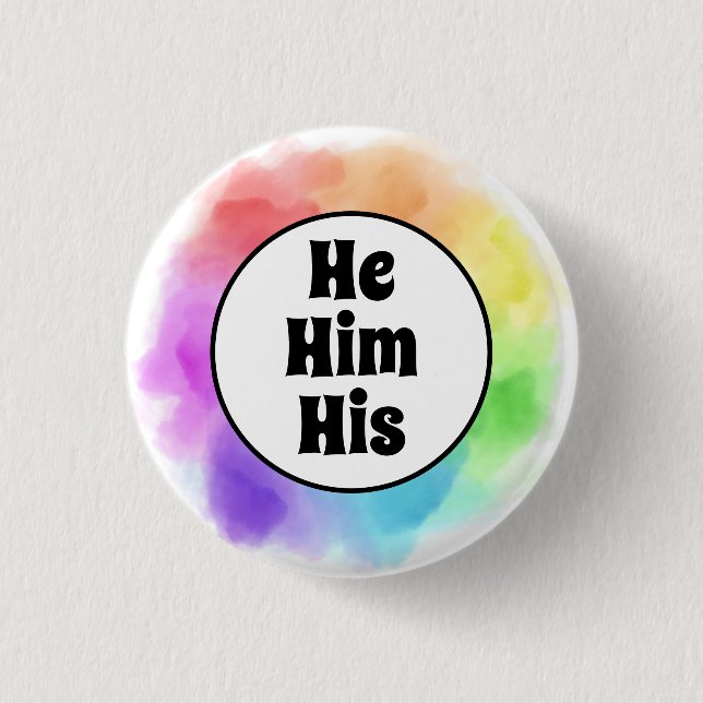 Macaron Rond 2,50 Cm Il Lui Ses Pronononounes en Aquarelle Cercle (Devant)