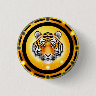 Macaron Rond 2,50 Cm Illustration abstraite et audacieuse de tigre