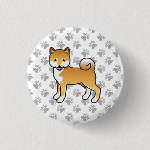 Macaron Rond 2,50 Cm Illustration de chien de dessin animé mignon Shiba