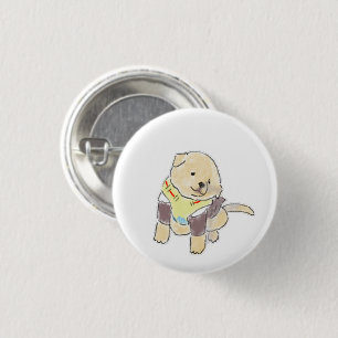Macaron Rond 2,50 Cm Illustration de chiot doré mignon dessiné à la mai