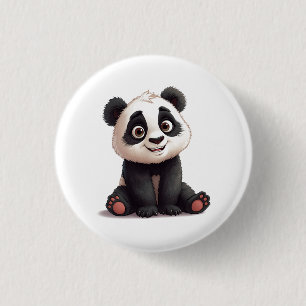 Macaron Rond 2,50 Cm Illustration de dessin animé d'ours panda assis