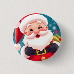 Macaron Rond 2,50 Cm Illustration de Père Noël joyeux célébrant