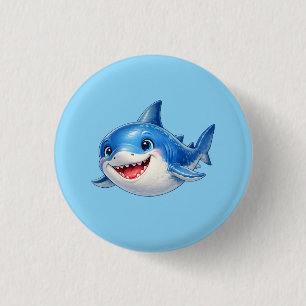 Macaron Rond 2,50 Cm Illustration de requin mignon aux grands yeux Anim