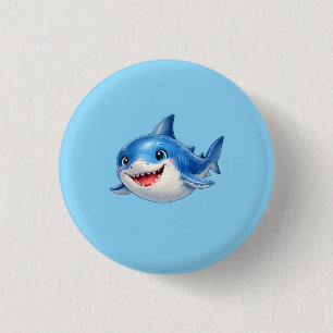 Macaron Rond 2,50 Cm Illustration de requin mignon aux grands yeux Anim