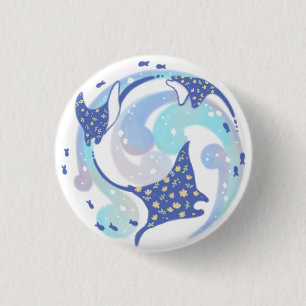 Macaron Rond 2,50 Cm Illustration de Stingray dans l'océan