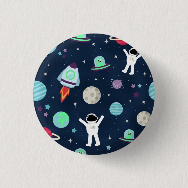Macaron Rond 2,50 Cm Illustration du Motif spatial (Devant)
