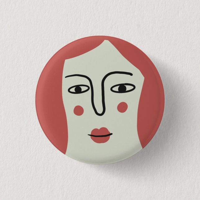 Macaron Rond 2,50 Cm Illustration du visage de la fille (Devant)