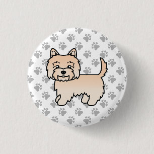Macaron Rond 2,50 Cm Illustration Mignonne de Chien Cairn Terrier Crème