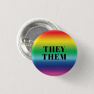 Macaron Rond 2,50 Cm Ils, Eux, Pronouns Lgbtq Lgbt Pride Arc En Ciel