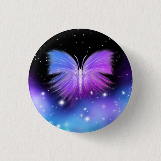 Macaron Rond 2,50 Cm Imaginaire spatial Papillon cosmique (Devant)