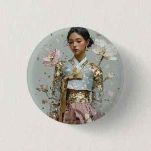 Macaron Rond 2,50 Cm Impression d'art Hanbok moderne