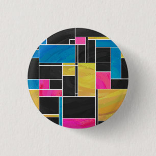 Macaron Rond 2,50 Cm Impression noir rose bleu monochrome