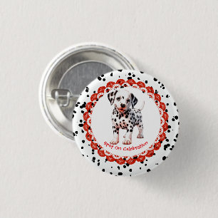 Macaron Rond 2,50 Cm Imprimé Dalmatien Anniversaire Fête Noir et Blan