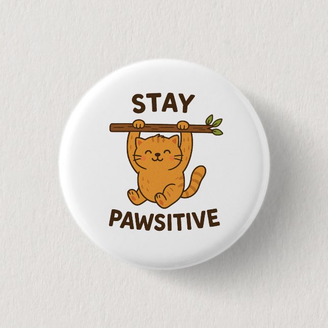 Macaron Rond 2,50 Cm Imprimé de citation inspirante "Restez pawsitif" (Devant)