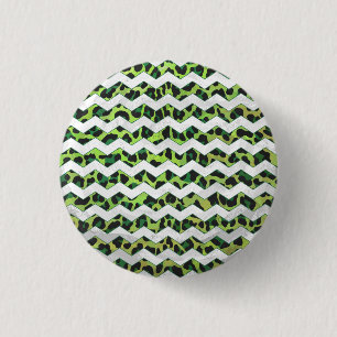 Macaron Rond 2,50 Cm Imprimé léopard chevron noir et vert