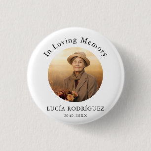 Macaron Rond 2,50 Cm In Love Memory Espagne Funeral Memorial Photo