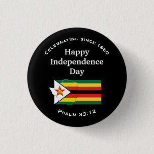Macaron Rond 2,50 Cm INDÉPENDANCE DU ZIMBABWE Patriotique