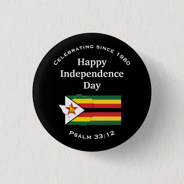 Macaron Rond 2,50 Cm INDÉPENDANCE DU ZIMBABWE Patriotique (Devant)