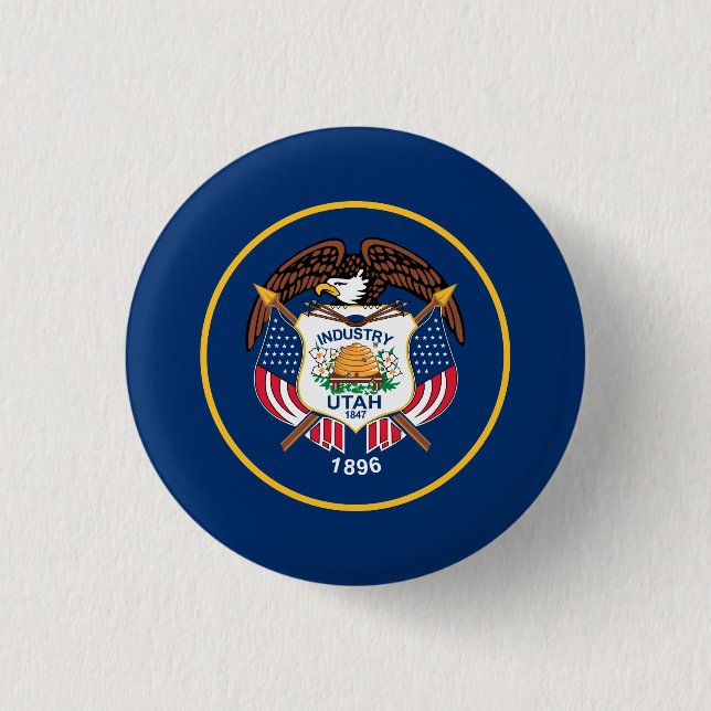 Macaron Rond 2,50 Cm Indicateur de l'État de l'Utah (Devant)