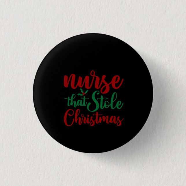 Macaron Rond 2,50 Cm Infirmière Cadeau Qui A Volé Noël (Devant)