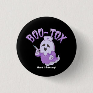 Macaron Rond 2,50 Cm Infirmière fantôme Boo-Tox drôle Halloween humour