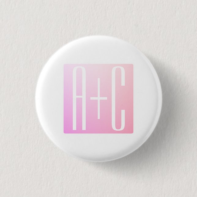 Macaron Rond 2,50 Cm Initiales de couple | Gradation rose subtile (Devant)